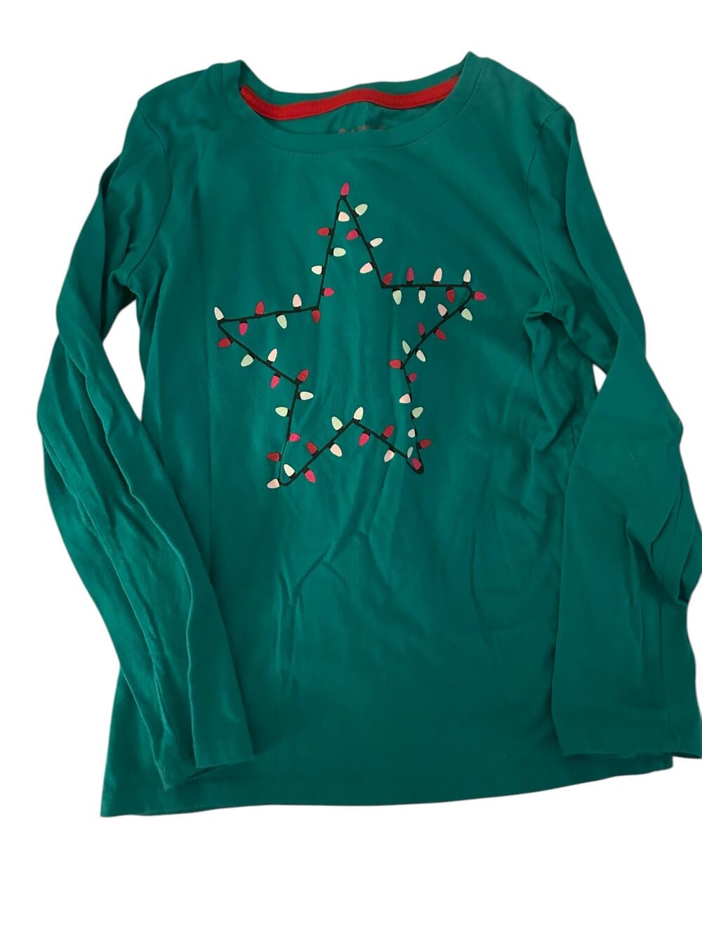 Cat & Jack green star lights Shirt size 7-8